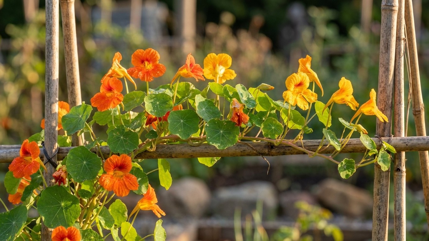Si vos capucines grimpent le long du grillage, vous perdez exactement la moitié de leurs fleurs