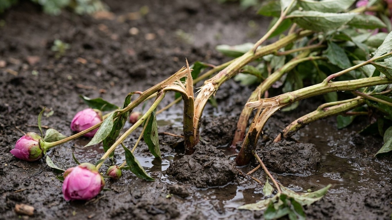 Vos pivoines cassent net au ras du sol après chaque orage ? Cette erreur d'avril que tout le monde commet en est la seule ...
