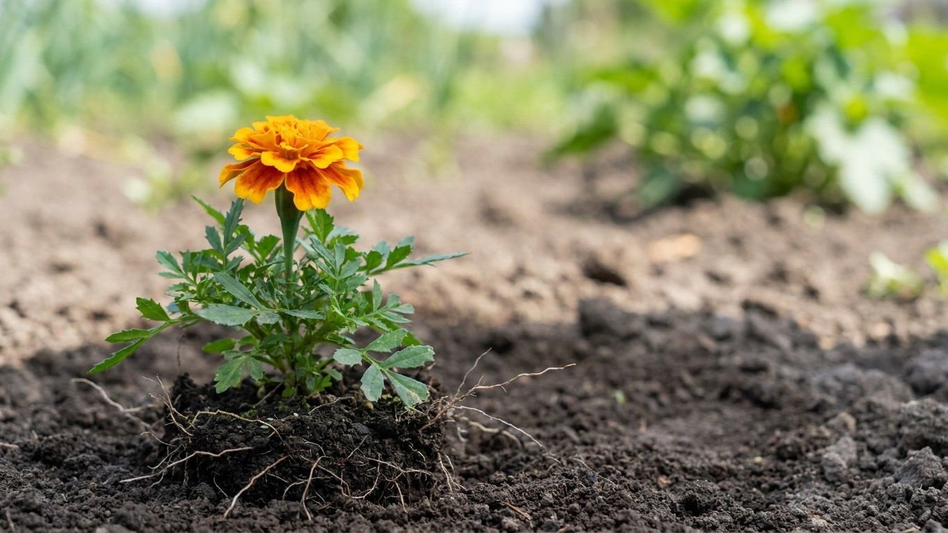 J'ai bordé mes massifs d'œillets d'Inde en mai : en deux semaines, plus rien ne germait à moins de 30 cm