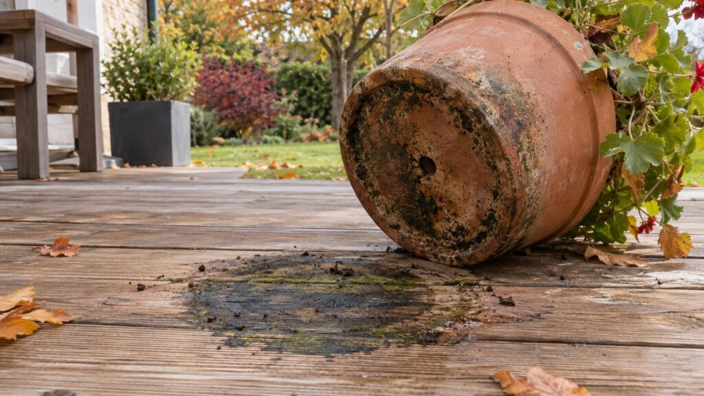 Ce qui se passe vraiment sous un pot posé à plat sur le bois