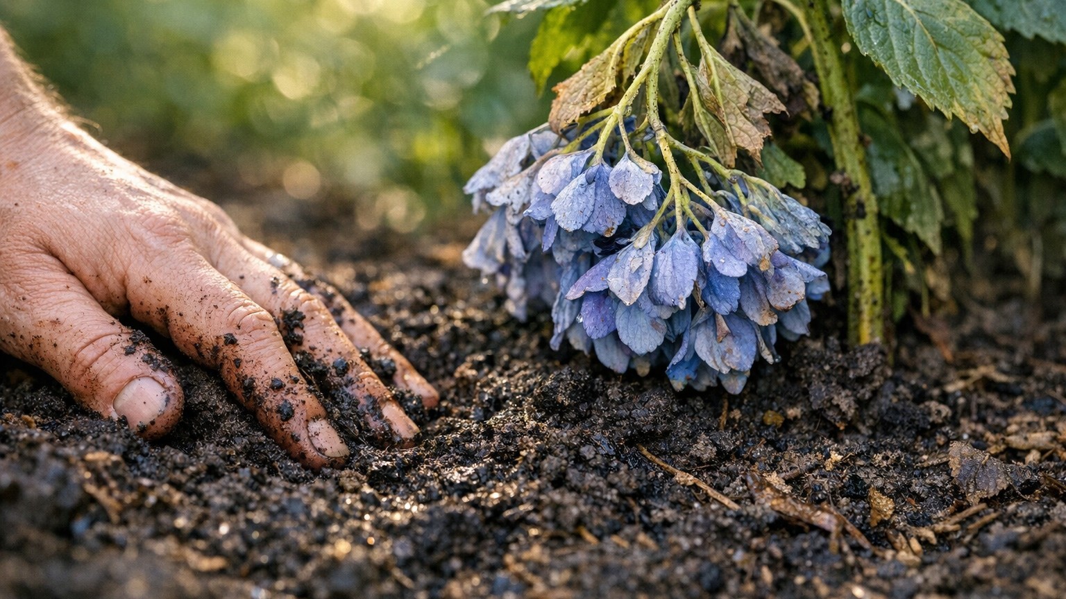 J'arrosais mes hortensias deux fois par jour quand ils s'affaissaient à midi : le matin où j'ai touché la terre encore hum...
