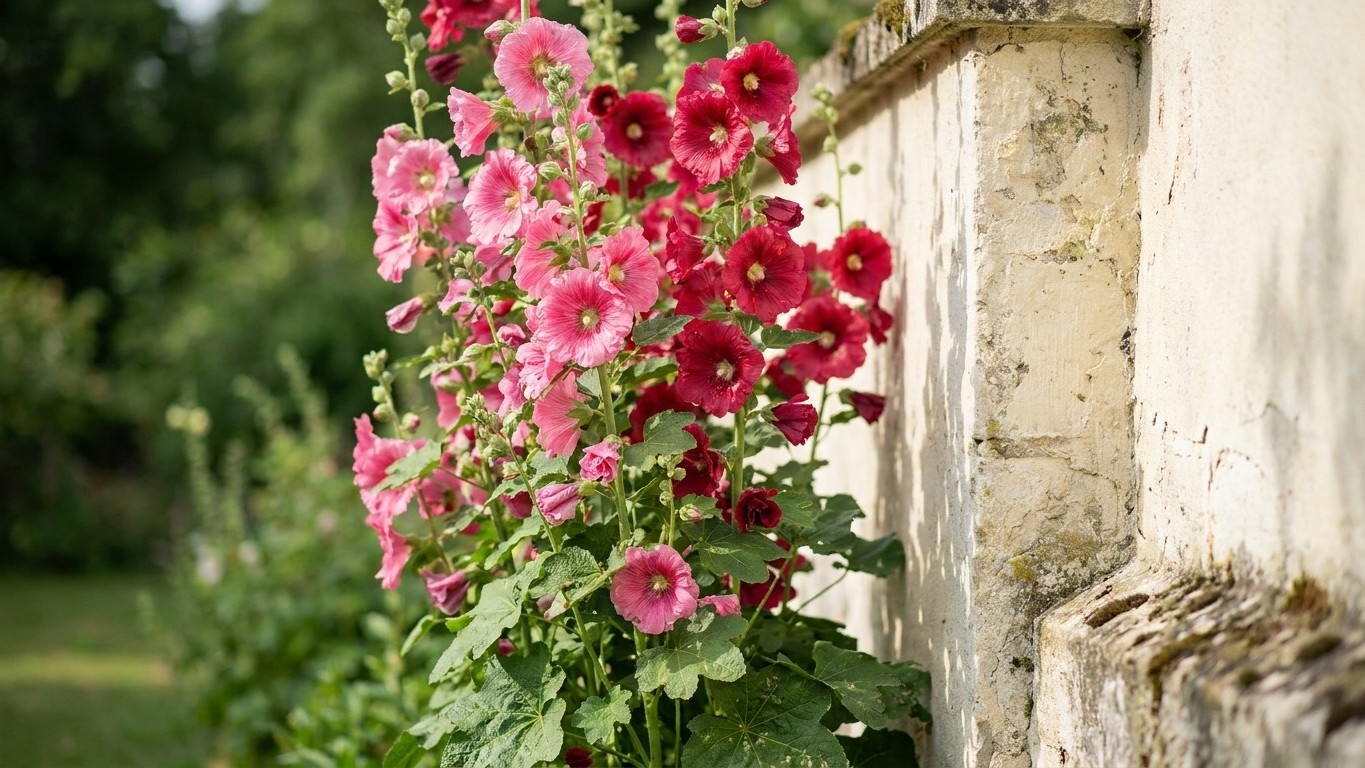 Je plantais mes roses trémières en plein milieu du jardin : le jour où une voisine m'a montré où les anciens les mettaient...