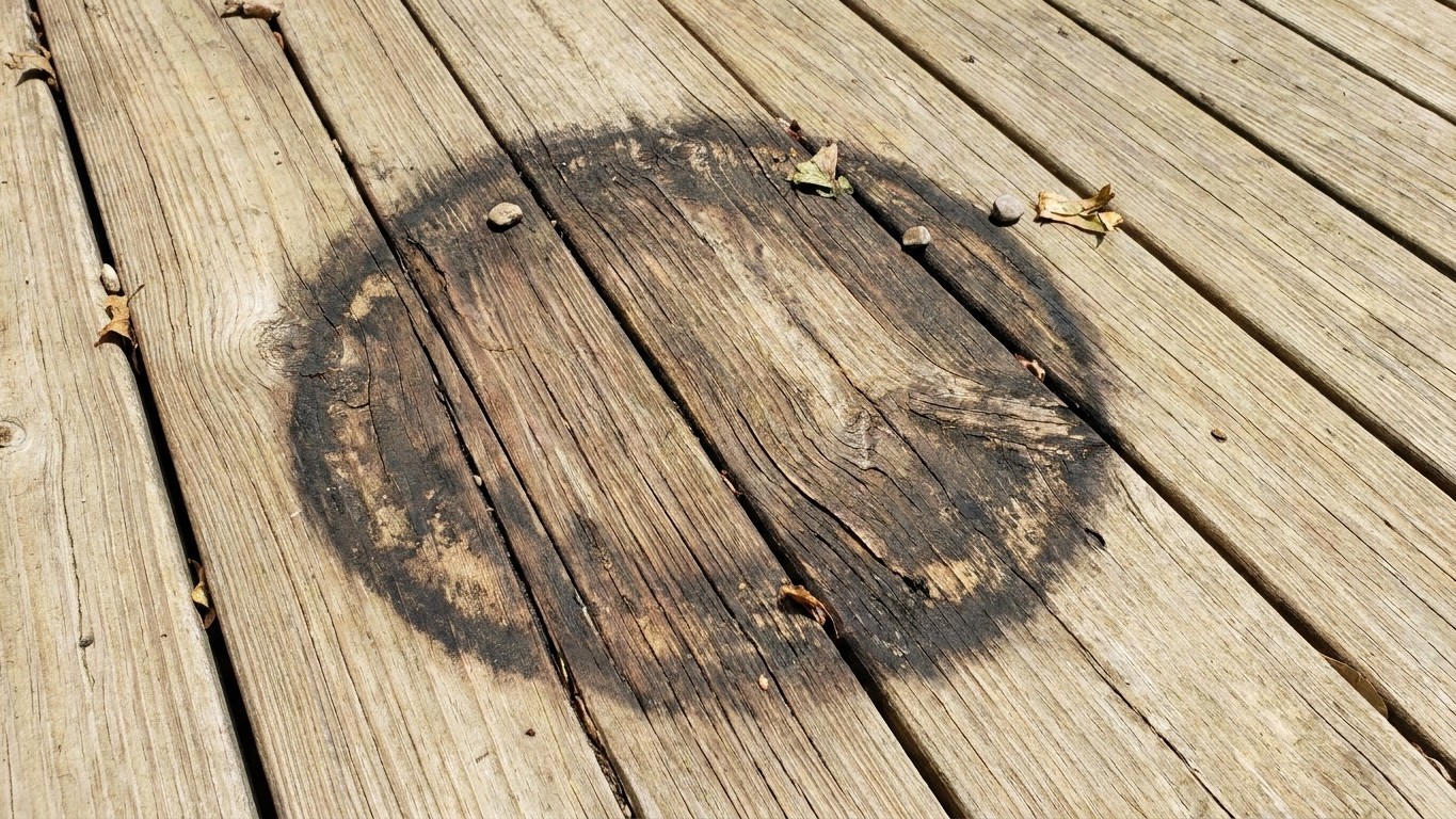 Je posais mes jardinières fleuries directement sur ma terrasse en bois : le jour où j'ai déplacé un pot après l'été, j'ai ...