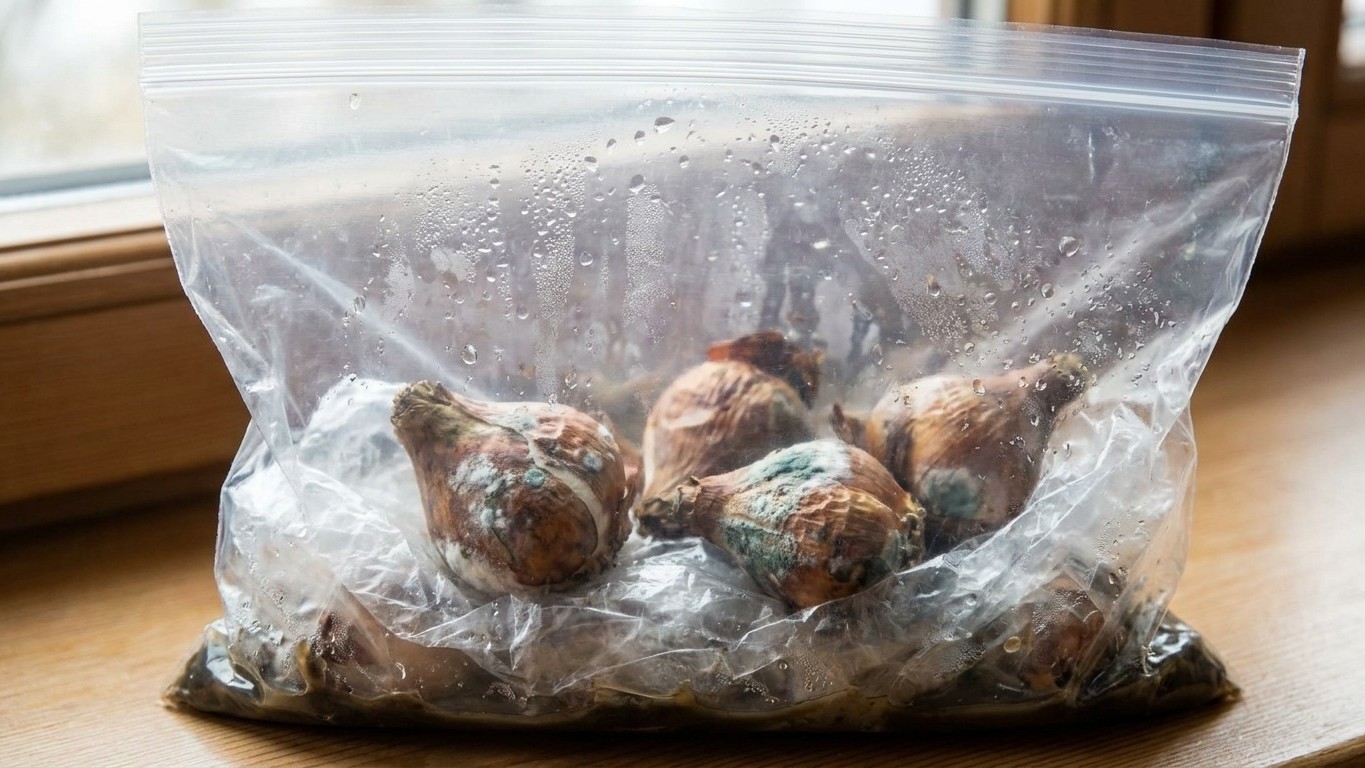 J’ai rangé mes bulbes de tulipes dans un sac plastique fermé juste pour les protéger de l’humidité : en les ressortant en ...
