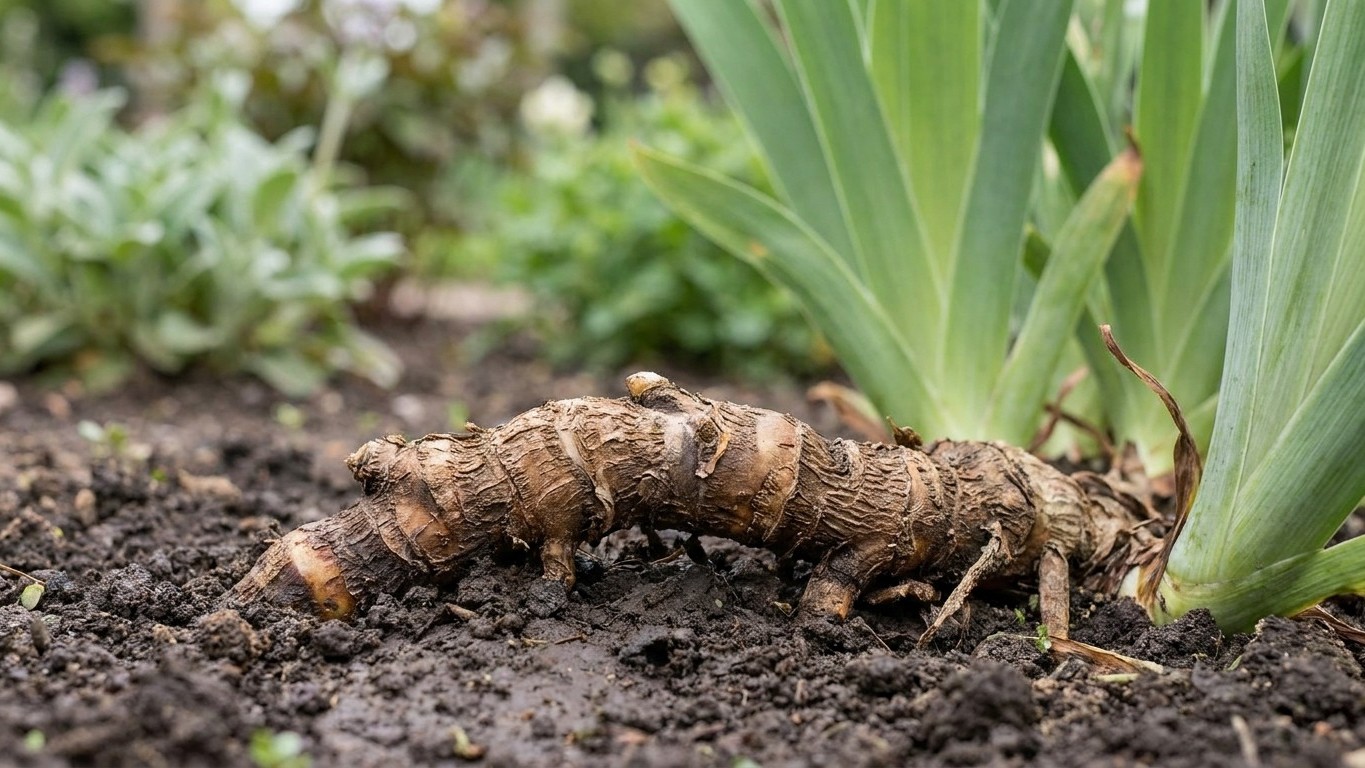 Ma grand-mère laissait toujours dépasser le dessus des rhizomes d'iris quand elle les replantait fin juillet et ce n'est p...