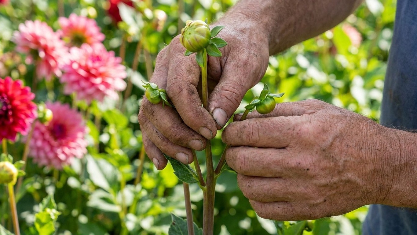 Ma grand-mère pinçait toujours deux boutons sur trois sur ses dahlias en juillet et ce n'est pas un caprice : regardez la ...