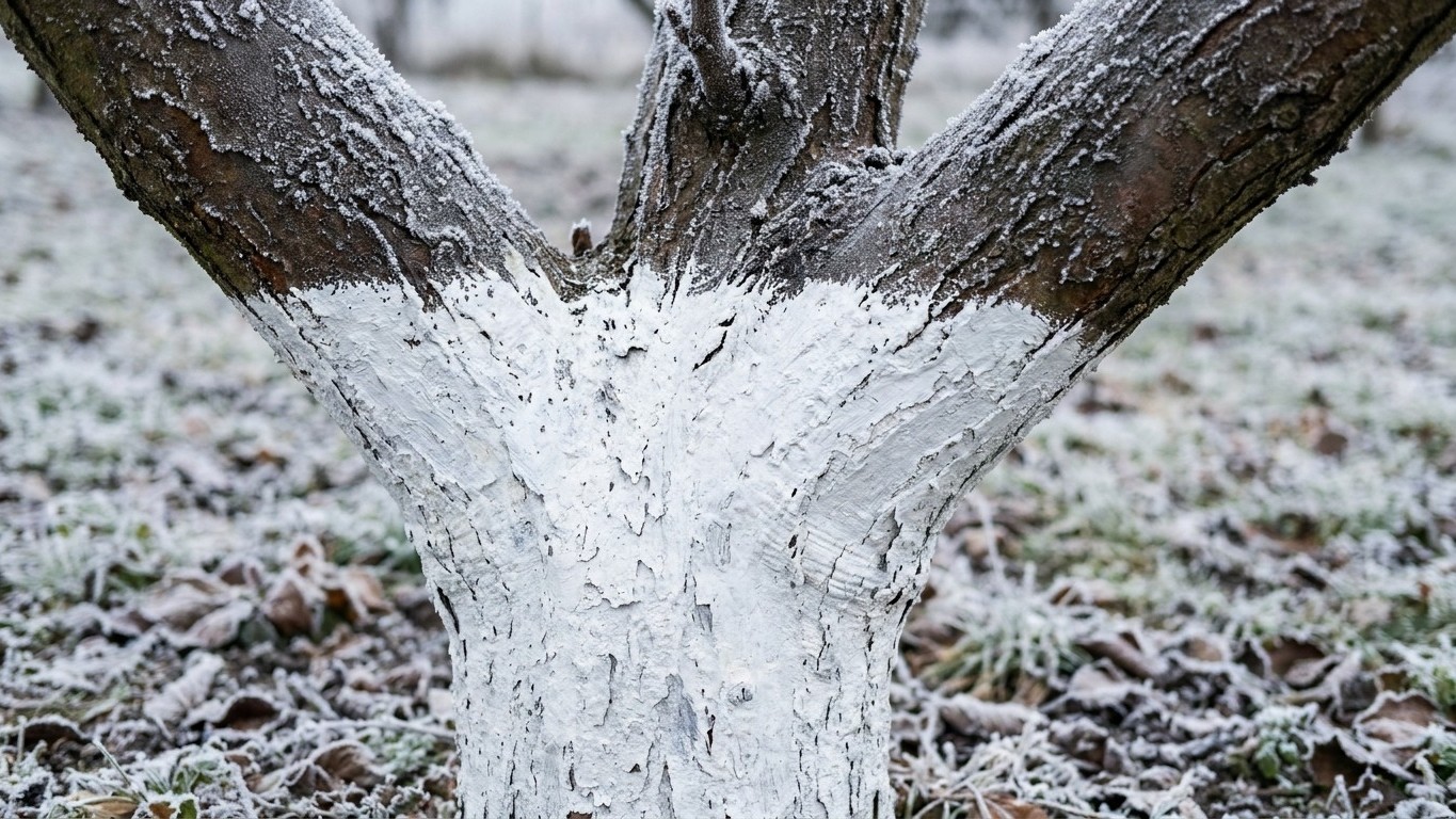 Mon voisin peint chaque hiver le tronc de ses arbres fruitiers en blanc et ce n'est pas pour faire joli