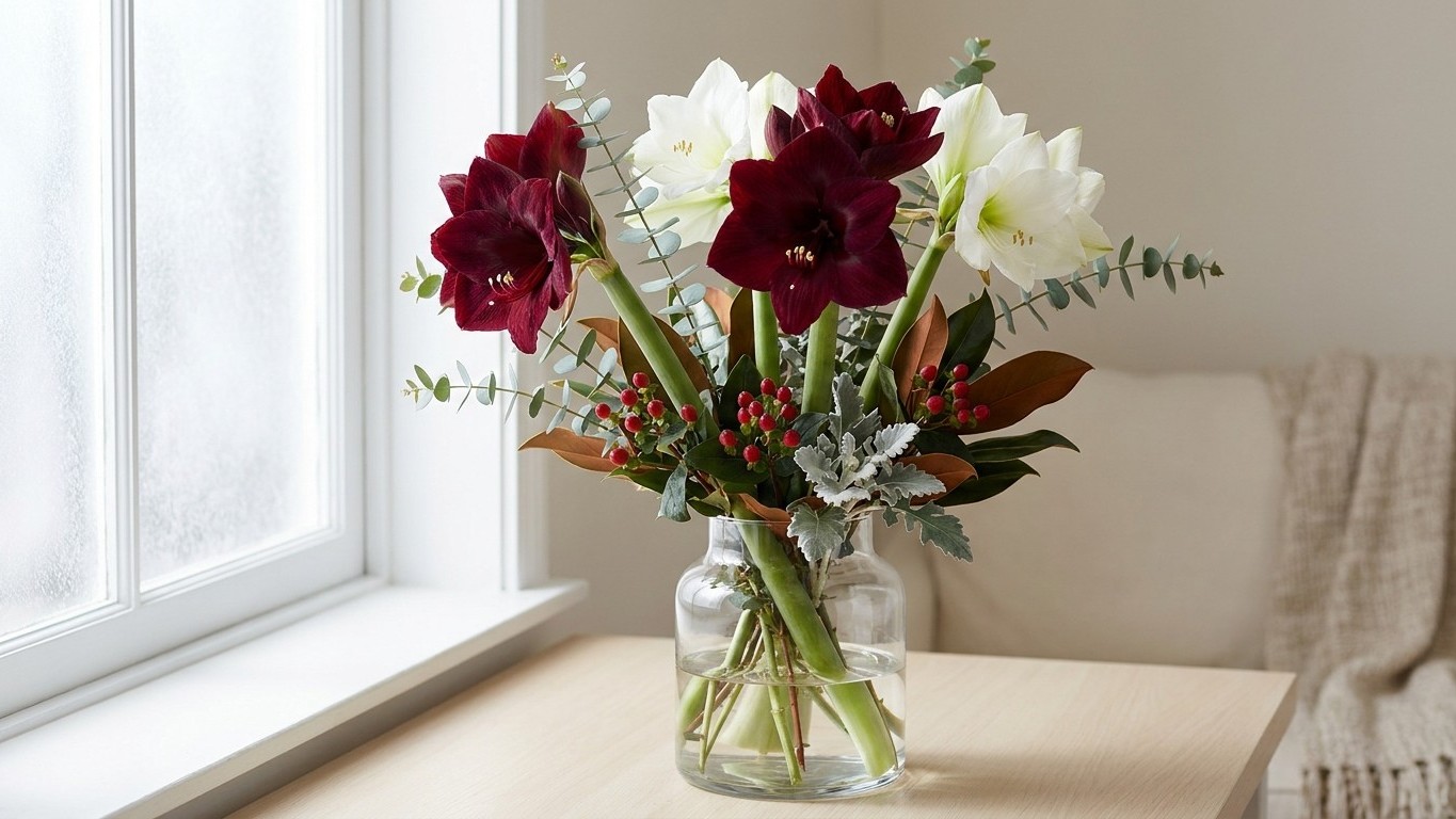Composition florale amaryllis hiver : 5 associations qui tiennent 3 semaines
