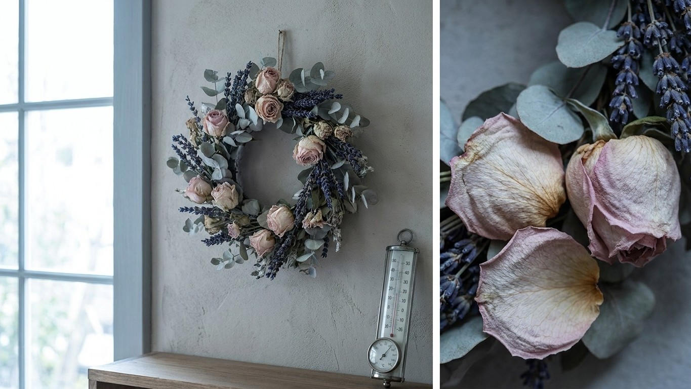 Conserver une couronne de Noël en fleurs séchées : la température qui évite l'effritement