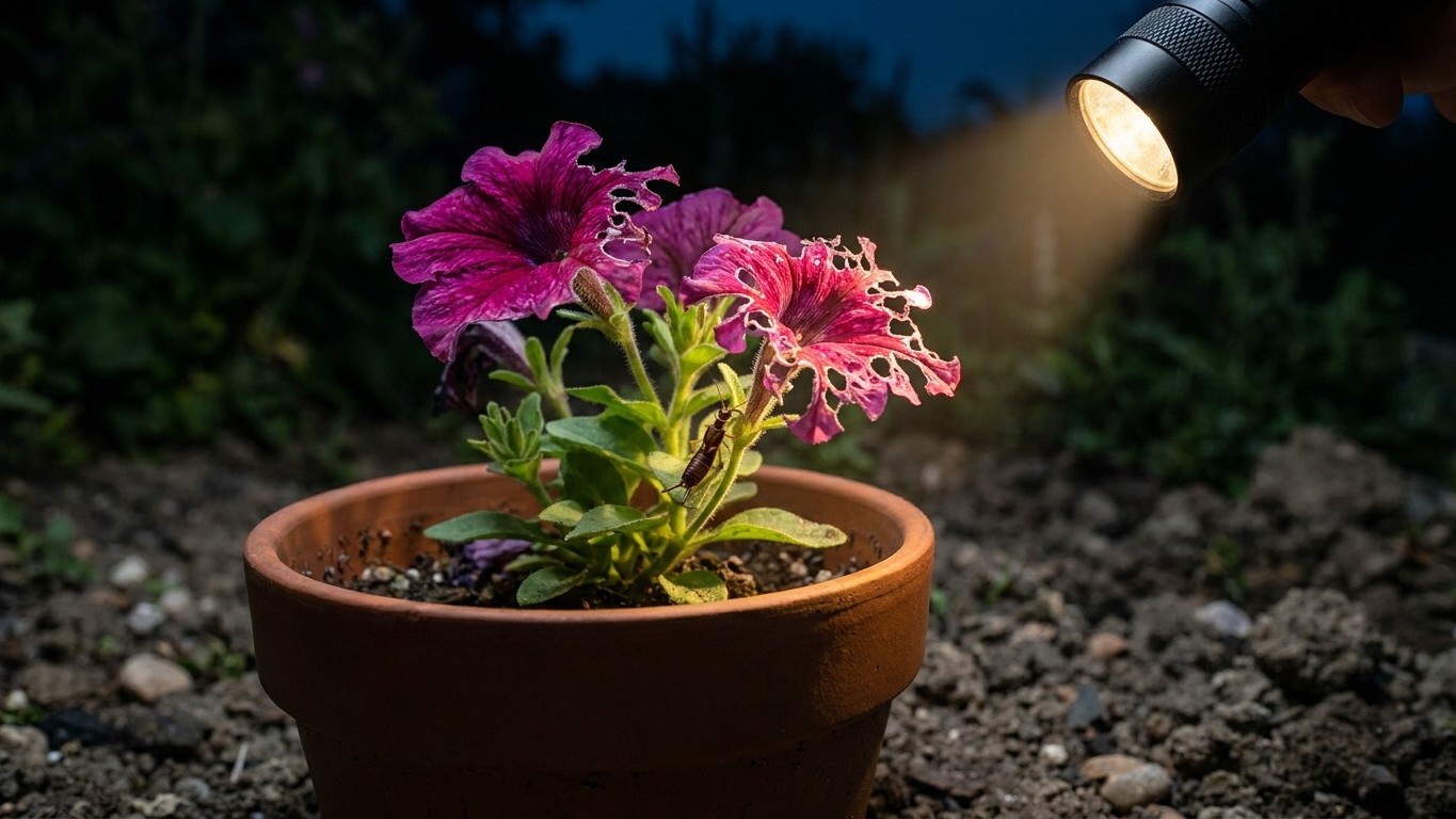 J’accusais les limaces pour les pétales grignotés de mes pétunias en pot : le soir où je suis ressorti avec une lampe, j’a...