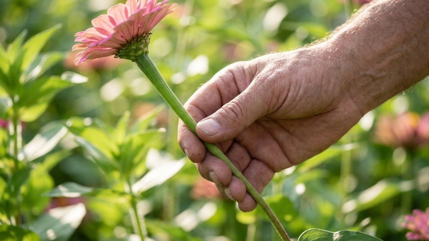 Je coupais mes zinnias au stade fleur bien ouverte en accusant la chaleur : une fleuriste m’a montré le petit test à faire...