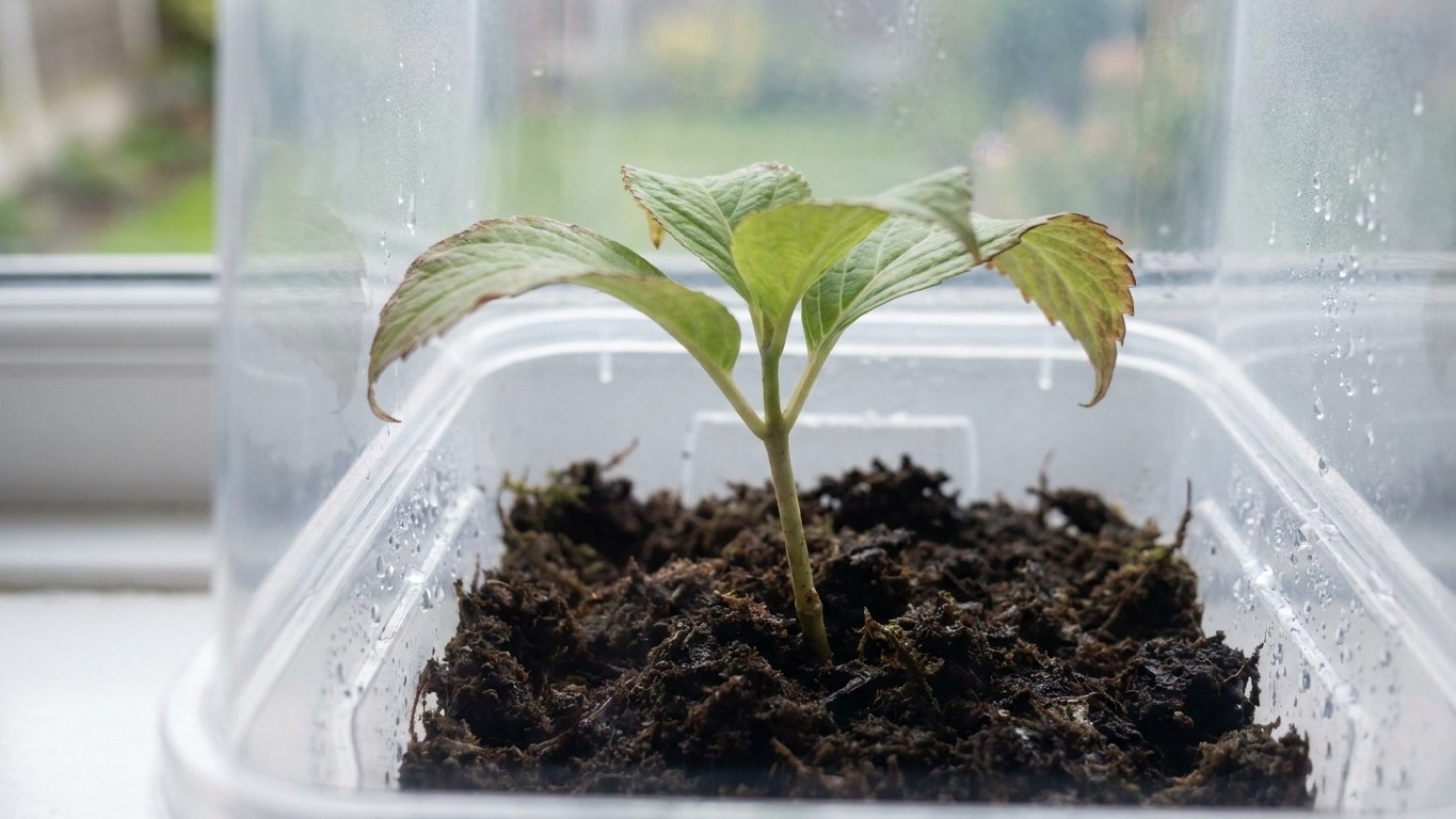 « Je pensais bien faire en gardant toutes les feuilles » : pourquoi une bouture d'hortensia prise en août noircit avant d'...