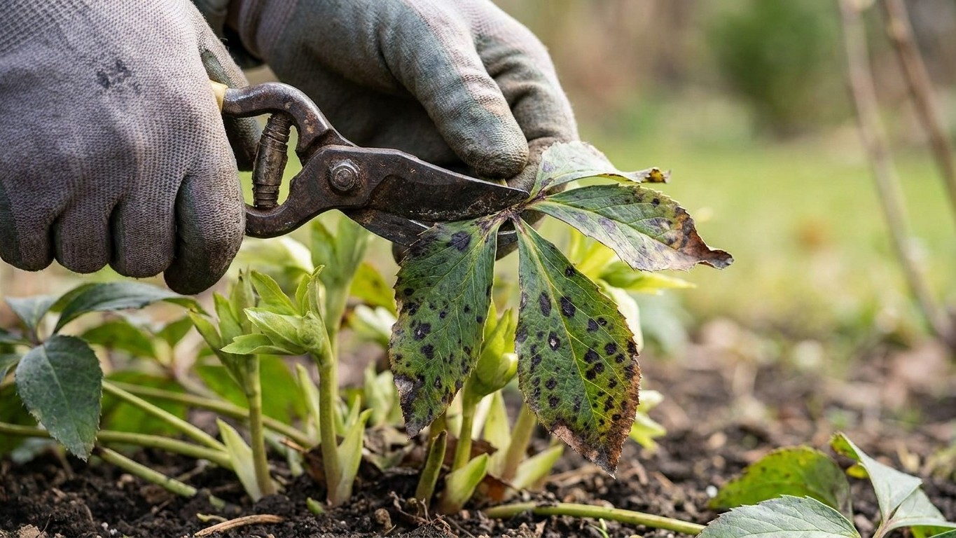 Tailler hellébore après floraison : le geste de mars qui évite la maladie des taches