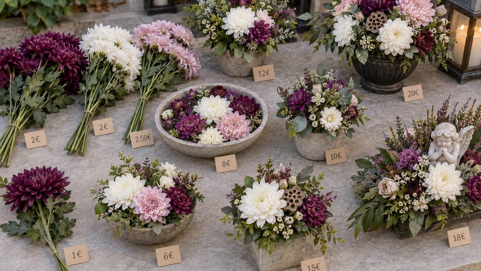 Action Toussaint : prix des chrysanthèmes et fleurs artificielles