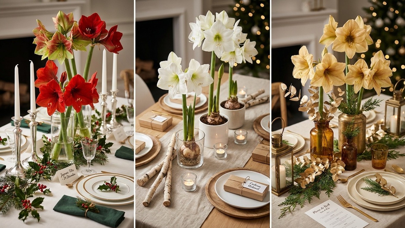Amaryllis décoration Noël : 7 idées de compositions pour une table qui change chaque année