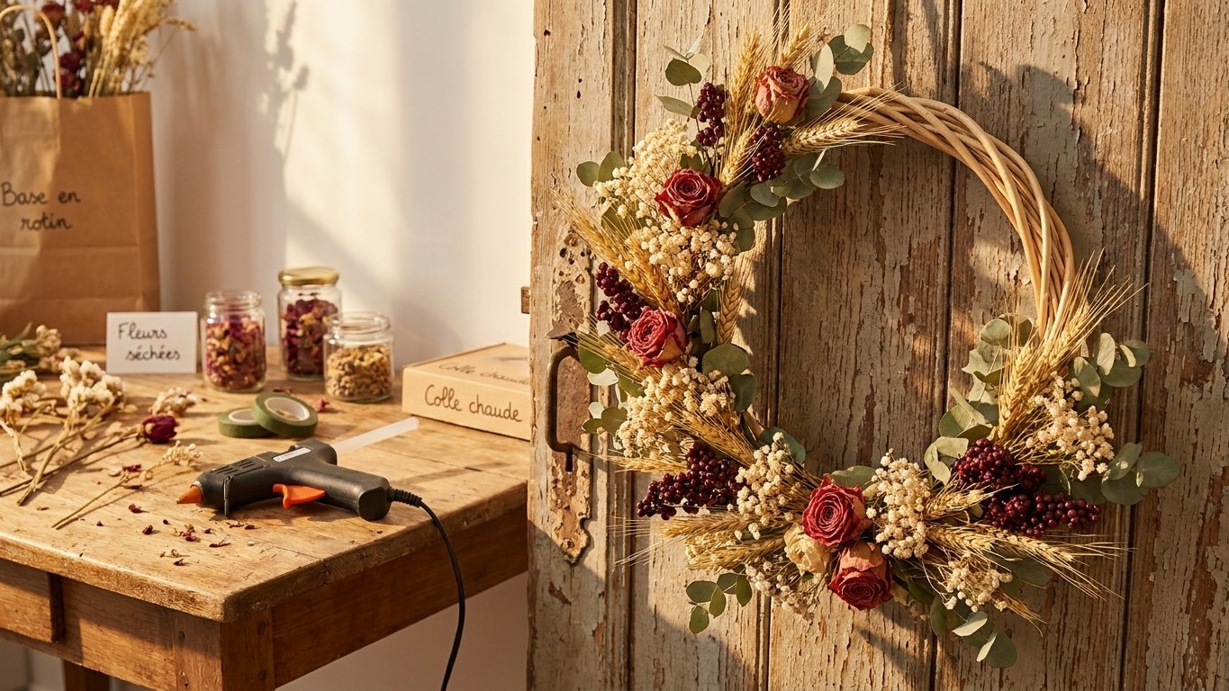 Faire une couronne de Noël en fleurs séchées : la méthode pas à pas pour un résultat pro en 1h