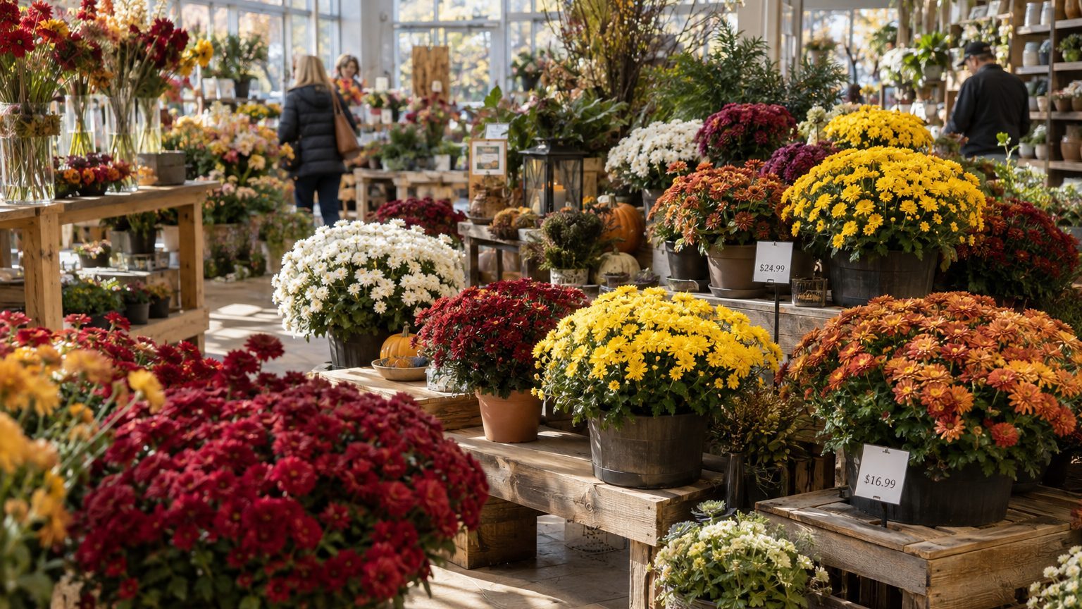 Gamm Vert Toussaint : prix des chrysanthèmes et fleurs artificielles