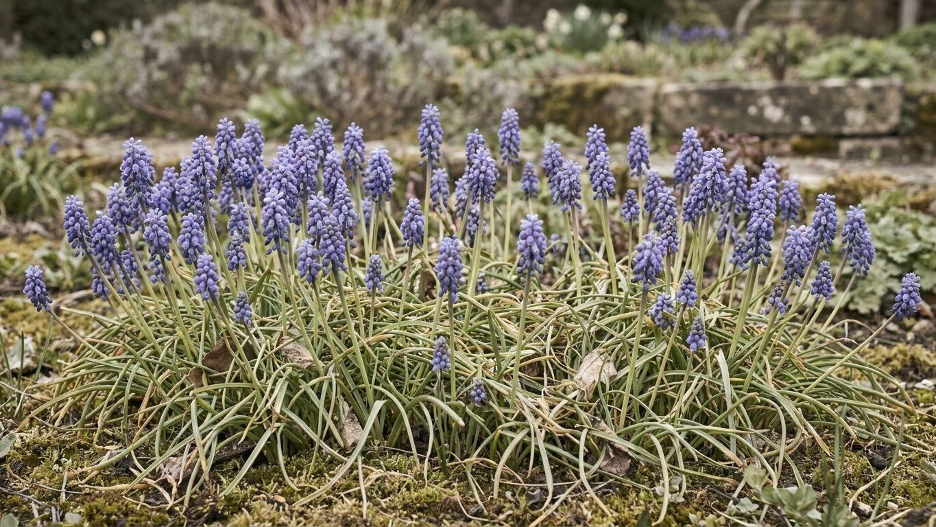 J'ai rabattu les feuilles de mes muscaris sorties dès octobre en croyant à une anomalie : en mars, le massif n'a sorti que...