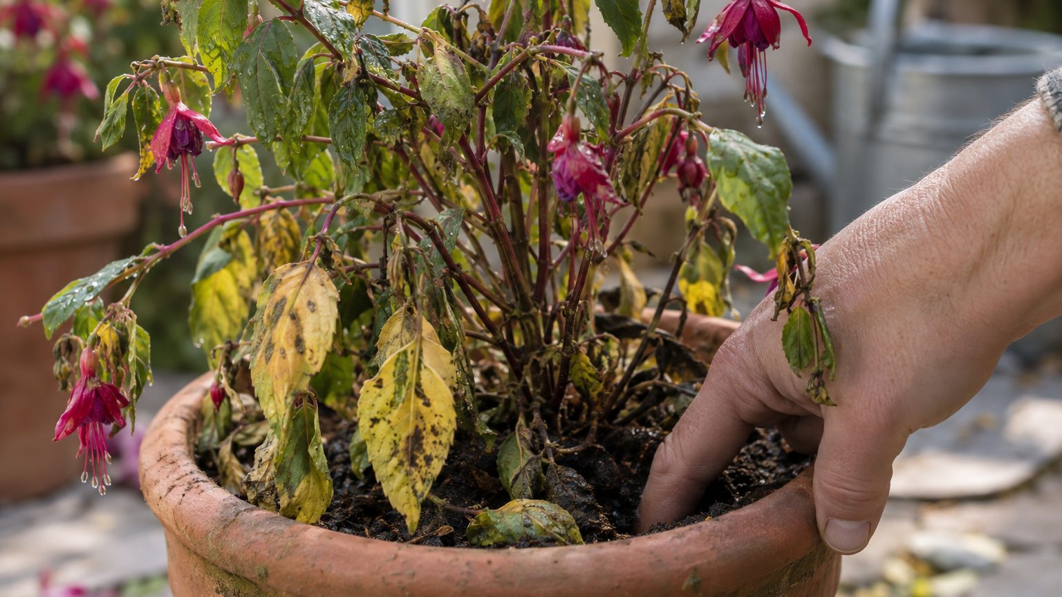 « Je pensais qu'il manquait d'eau » : pourquoi mon fuchsia en pot s'est effondré d'un coup en octobre alors que la terre é...
