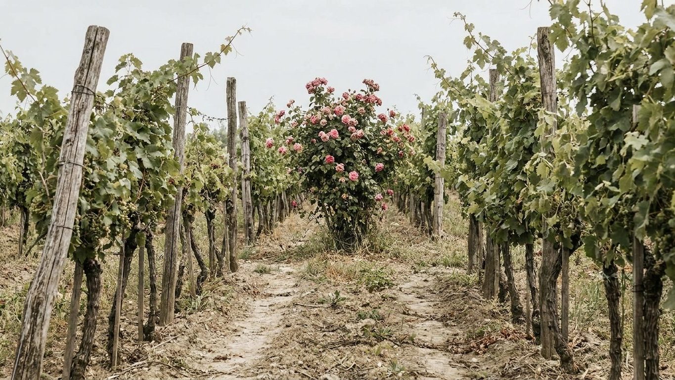 Les vignerons plantent toujours un rosier au bout de chaque rang de vigne et ce n'est pas pour faire joli