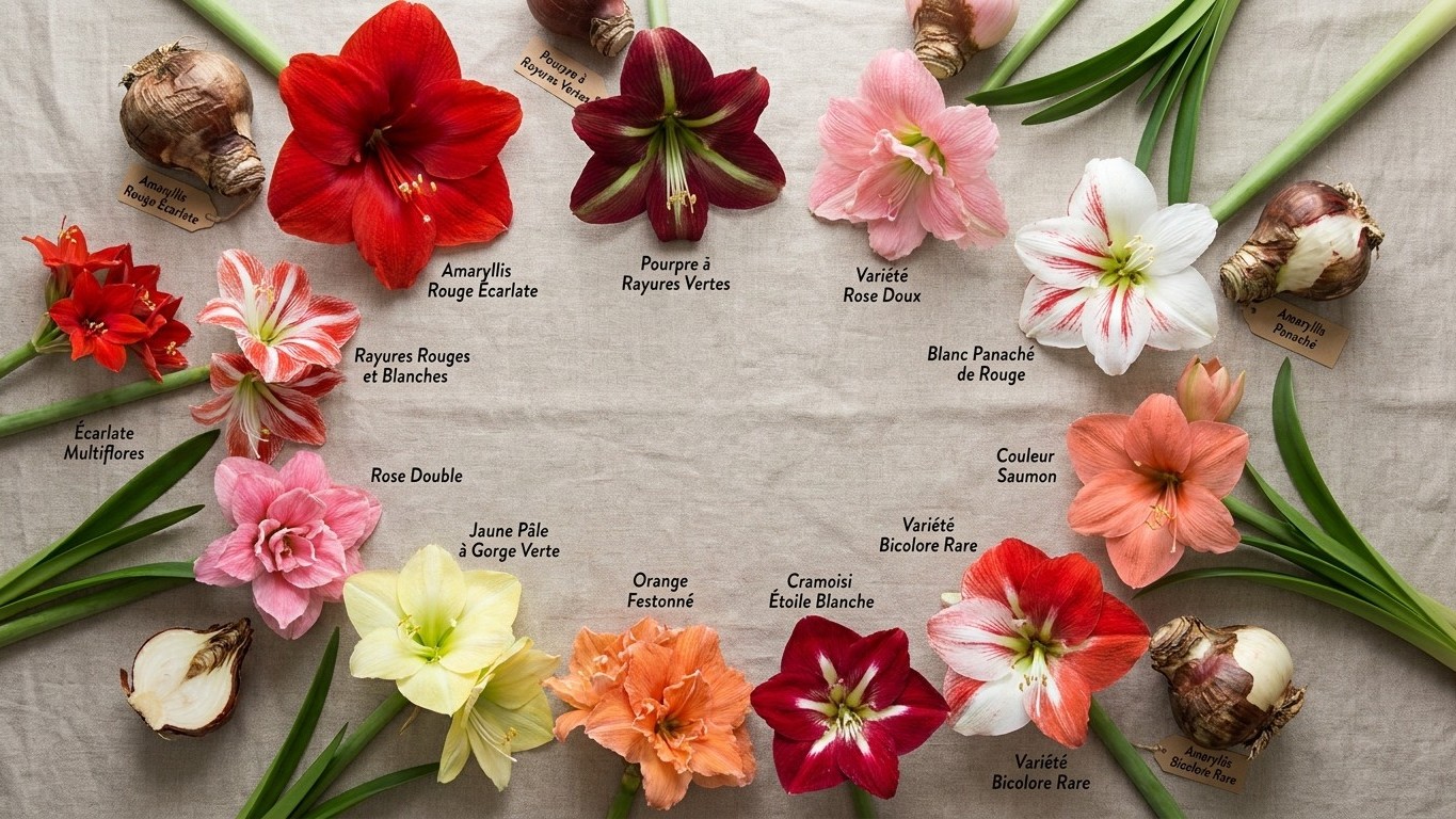Variété amaryllis : comparatif des 12 coloris et formes pour choisir la vôtre cet hiver