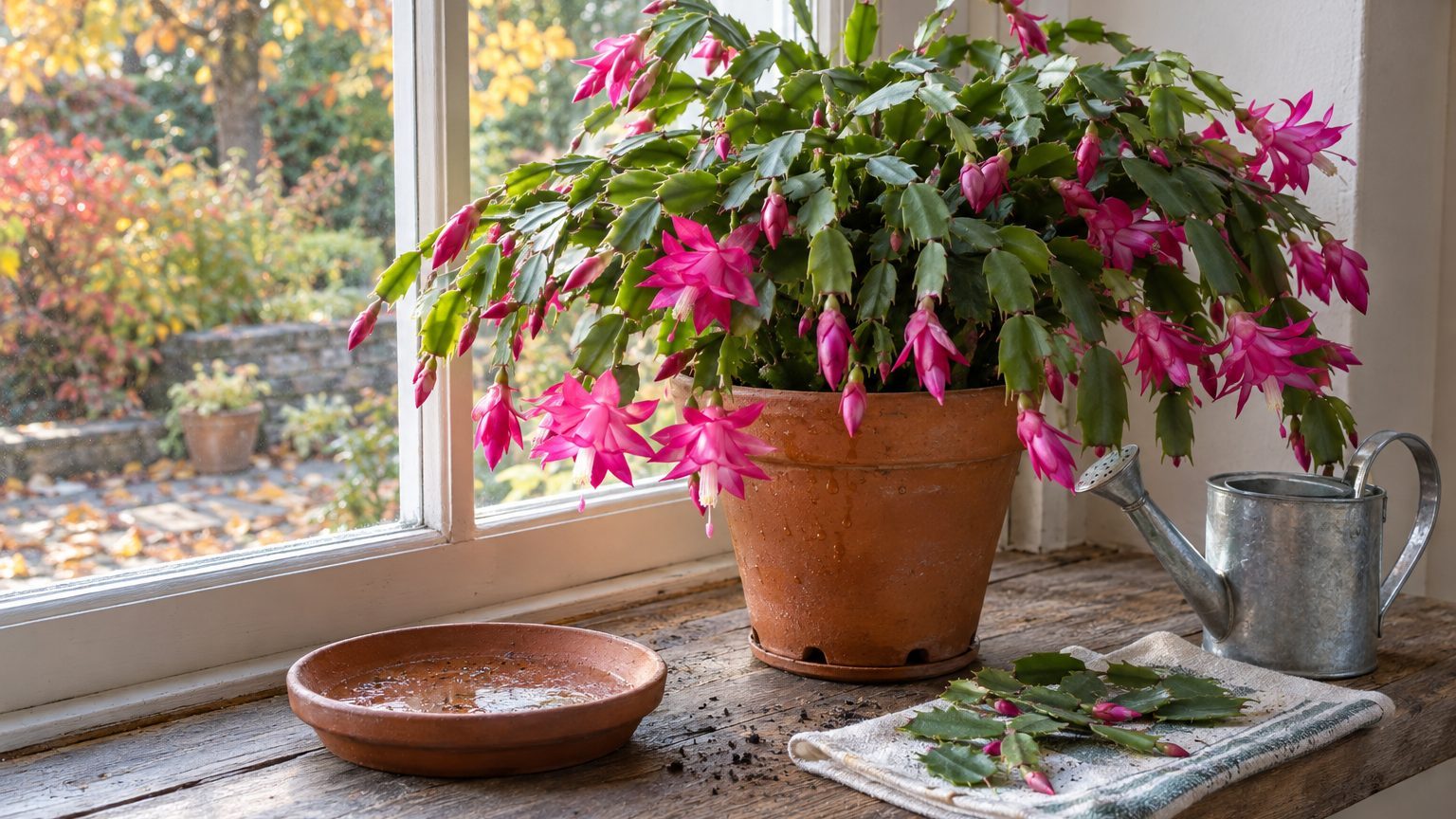 Entretenir un cactus de Noël : eau, lumière, rempotage et boutures