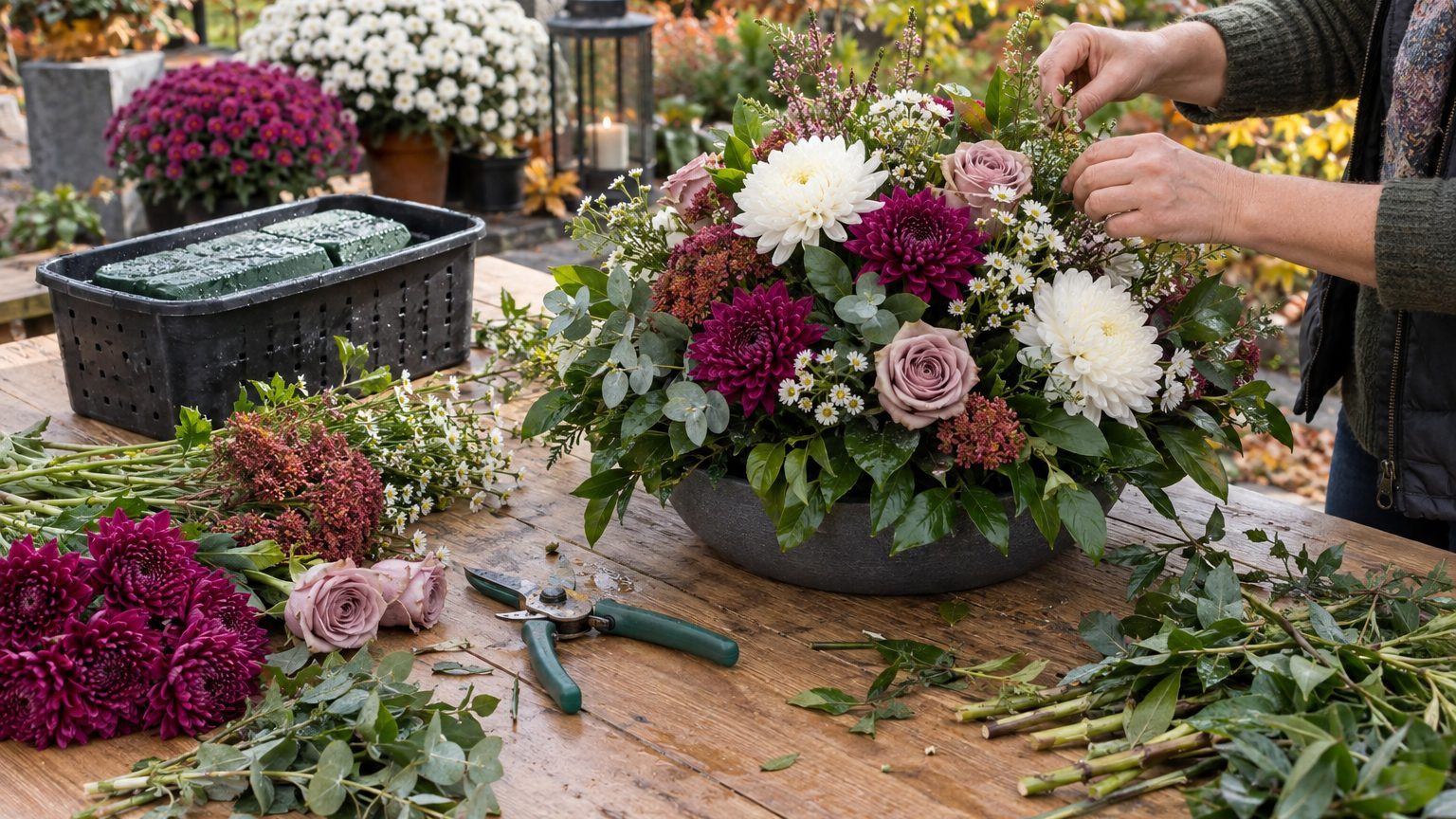 Faire soi-même une composition florale pour une tombe
