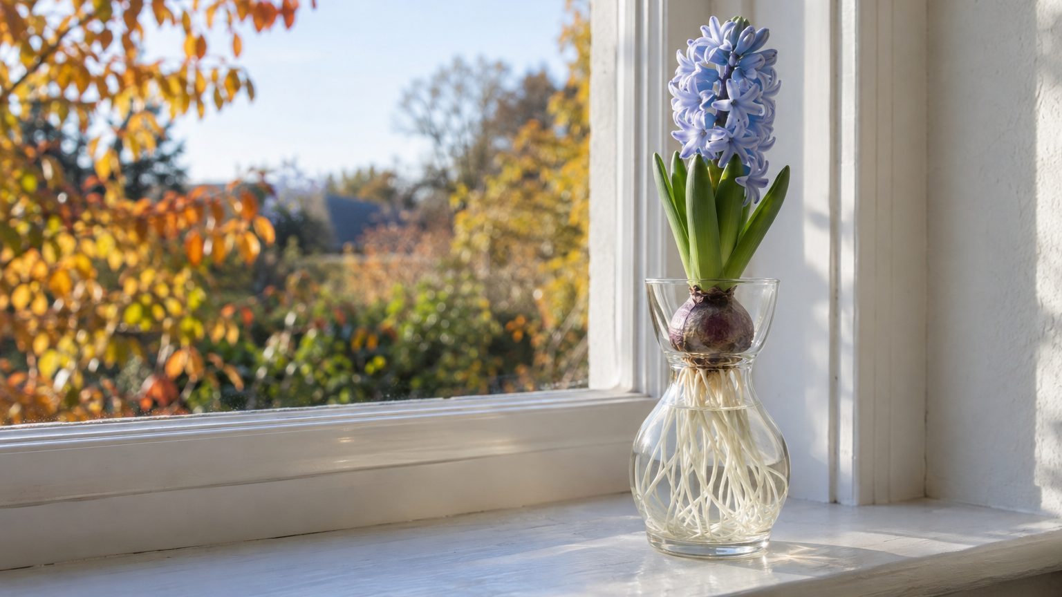 Forcer des jacinthes en carafe : bulbes, niveau d'eau, semaines au froid et date de floraison