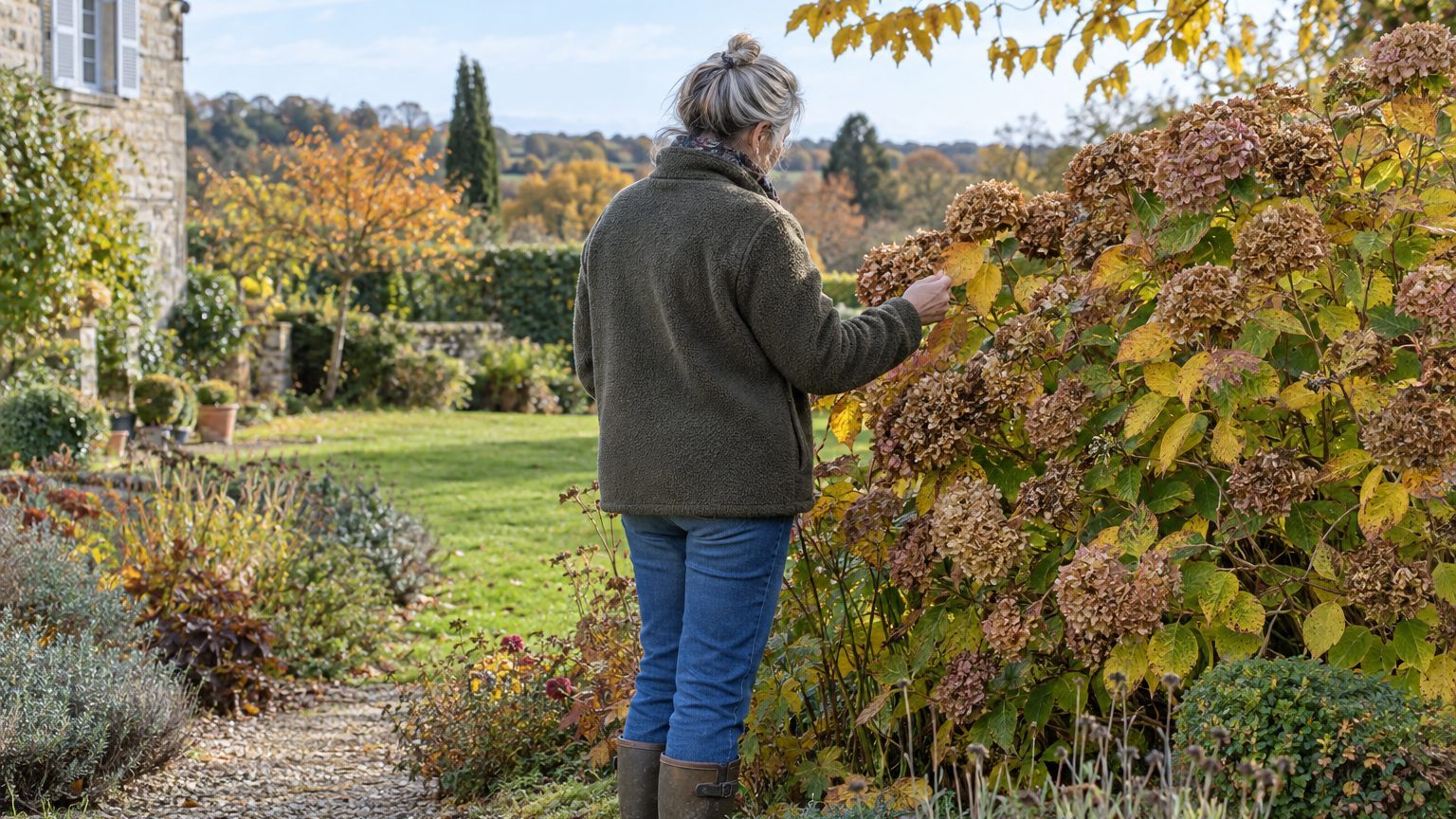 Hortensia aux feuilles marron qui sèchent : soleil, eau, sol ou simple automne ?