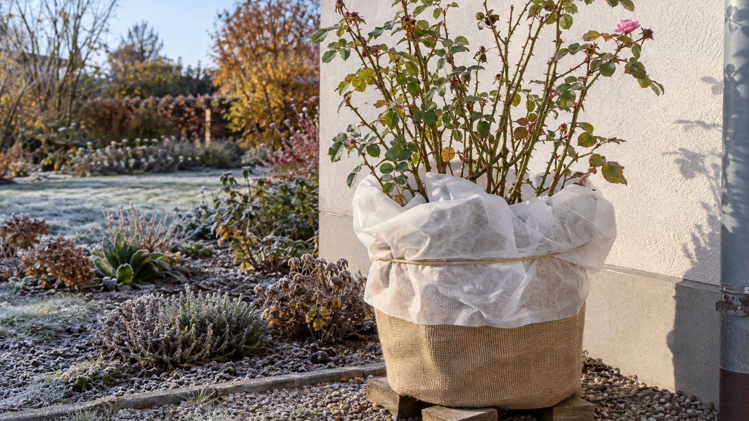 Protéger un rosier en pot du gel : buttage, voile et emplacement pour passer l'hiver