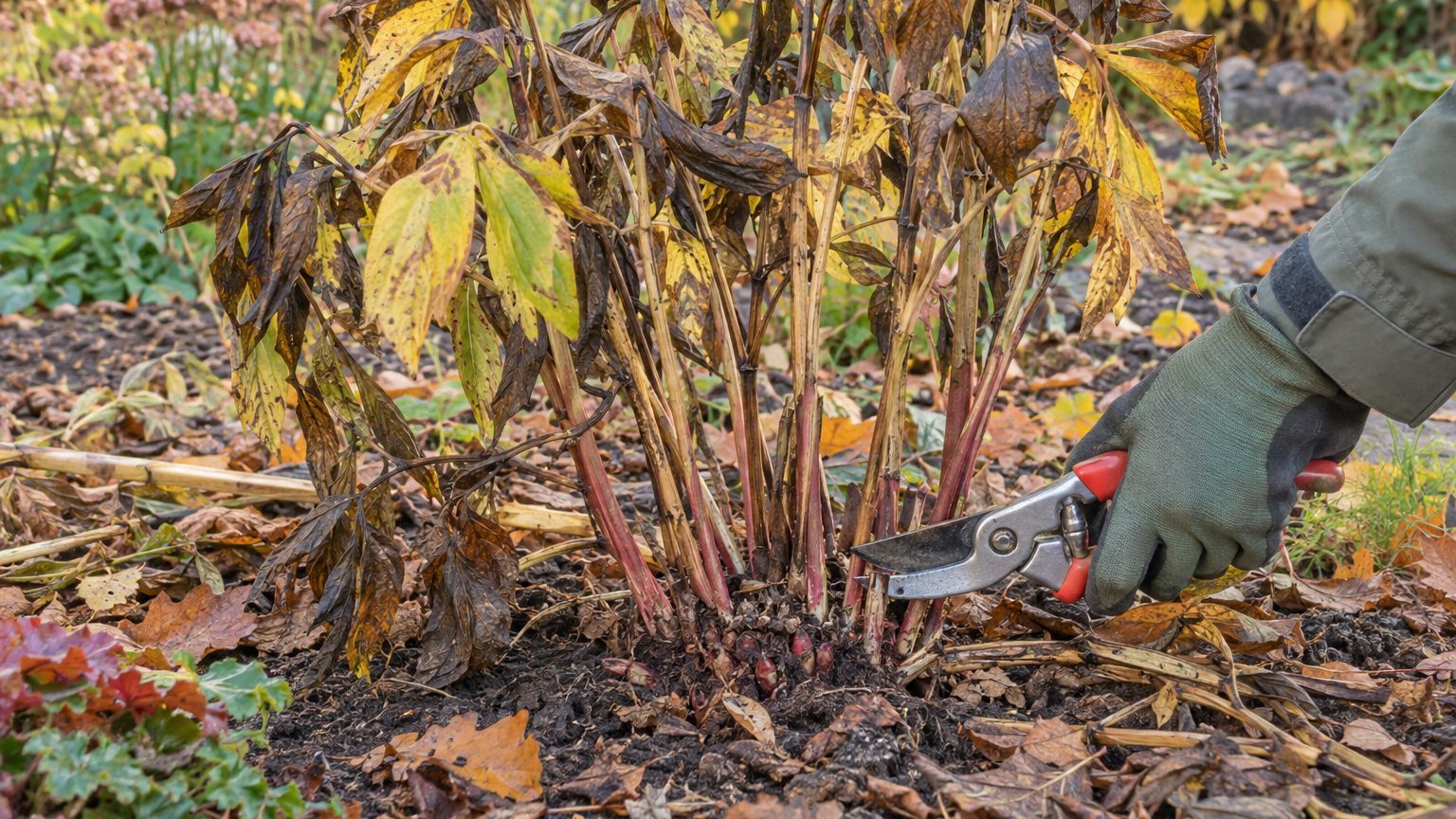 Rabattre une pivoine herbacée à l'automne : quand et comment faire